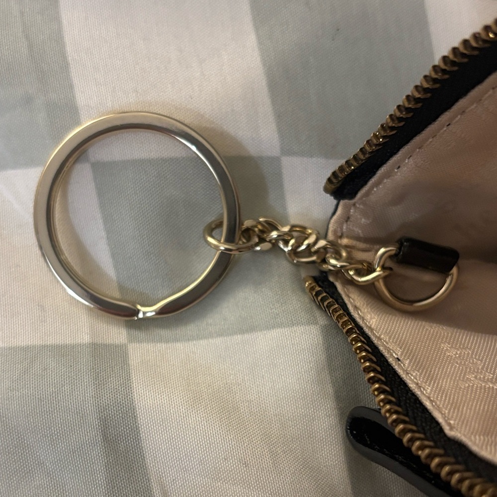 Kate Spade Glossy Black Leather Wristlet with Gold Ring — Storybook Lining - Picture 10 of 16